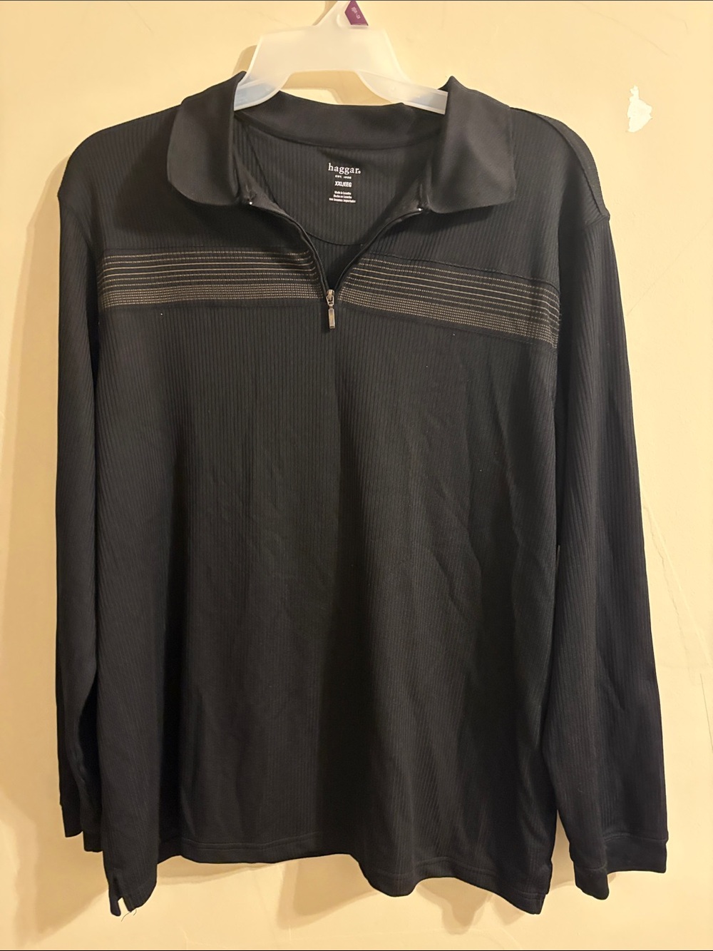 Haggar Men's Black Long-Sleeve Quarter-Zip Sweater